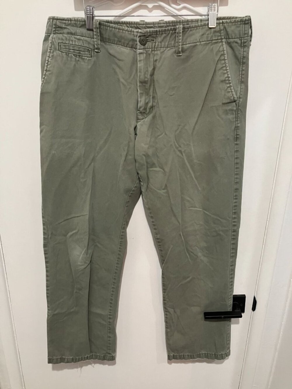 Old Navy Broken-In Straight Chino Pants Olive Green 36x34 Distressed
